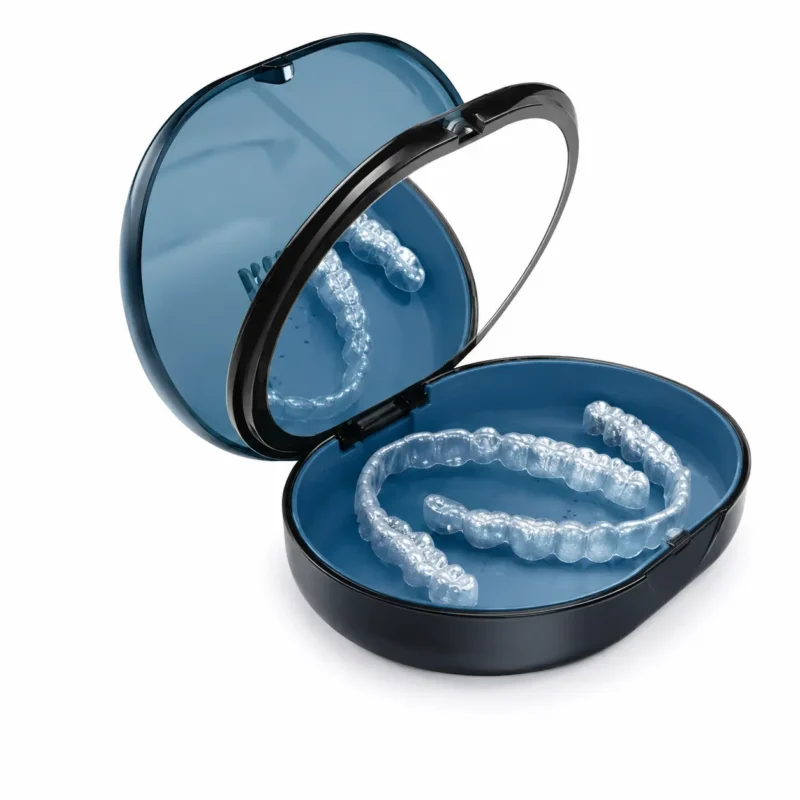 Double oval Retainer Case with Mirror – Portable Aligner Storage Case